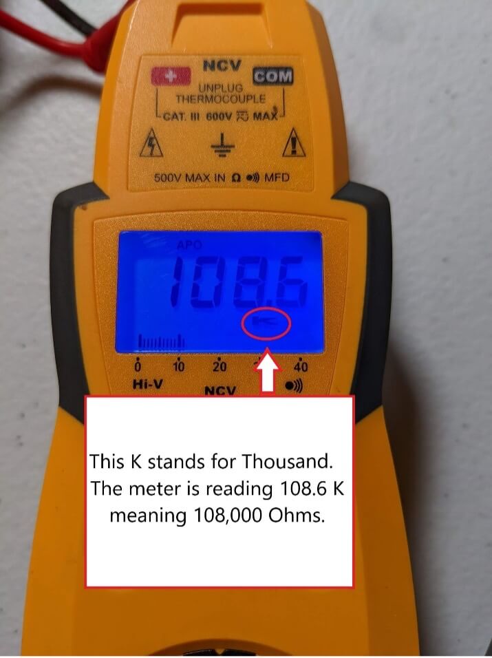 meter reading K ohms